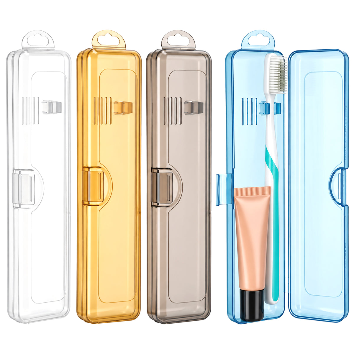 Psiriol 4 Pcs Toothbrush Travel Case Transparent Toothbrush Travel Holders