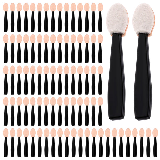 100 Pcs Eyeshadow Applicators, 1.9 Inches Soft Eye Shadow Brush Disposable Double Head Sponge Makeup Brushes Short Professional Round Foam Eye Shadow Applicator Sticks Set Cosmetic Tool for Makeup