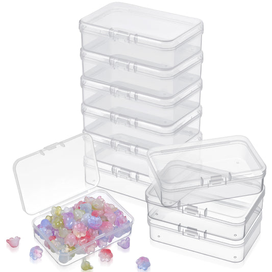 10 Pcs Mini Plastic Storage Containers Box with Lid, 2.9x2x0.78 Inches Clear Rectangle Box Bead Organizer Board Game Storage for Collecting Small Items Beads Playing cards, Business Cards, Crafts