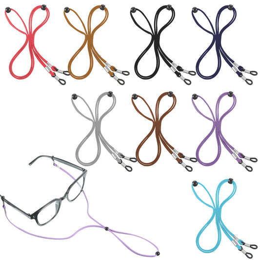 Glasses Holder Strap, 8 Pieces Multicolor Eyeglass Strap Faux Leather Sunglasses Straps Non-slip Eye Glasses Holders Around Neck Adjustable Eyeglass Chain Lanyards Holder Straps for Women Men