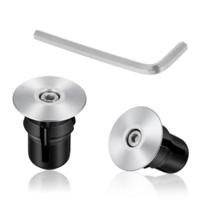 Handlebar End Caps Bar End Plugs Caps, Aluminum Adjustable Bike Bar Ends Silver Road Bicycle Grip Bike Handlebars Plug Handlebar Plugs with Hexagonal Wrench