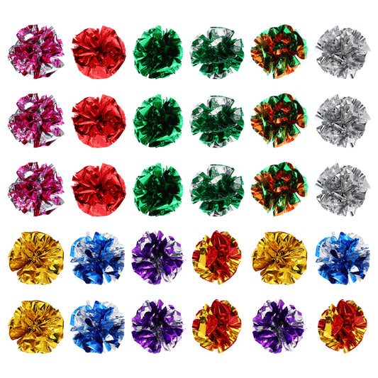 Xthrotsenk 30 Pcs Cat Crinkle Balls, 2.36" Mylar Crinkle Balls Cat Toys, Polyester Film Crinkle Balls Cat Toys, 6cm Colorful Chase Cat Ball Toys for Indoor Cats and Kittens, Interactive Crinkle Balls