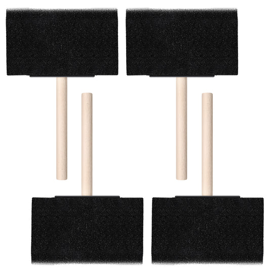 Foam Paint Brushes 4 Inch 4 Pcs Foam Brushes for Painting Wood Handle Sponge Paint Brush Set for Staining Varnishes Staining DIY Craft Projects Finishing