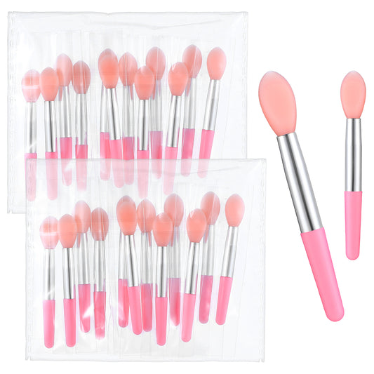 Silicone Lip Brush, 24 Pcs Reusable Lipstick Applicator Wands Silicone Makeup Applicator High Quality Lip Gloss Applicator Wands Pink Lip Mask Applicator Silicone Makeup Brush fit Balm Mask Oil