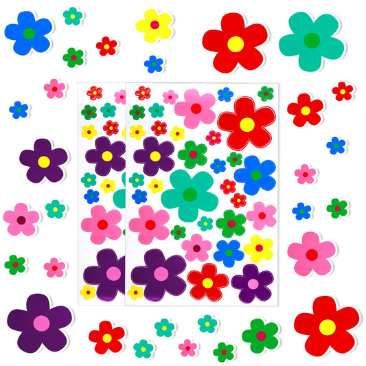 70pcs Flowers Car Bumper Stickers Set, Bike Stickers for Frame, Vinyl Car Decals, Waterproof Stickers for Car Bumper, Self Adhesive Bicycle Sticker for Window Journal Luggage Decoration (Multicolor)