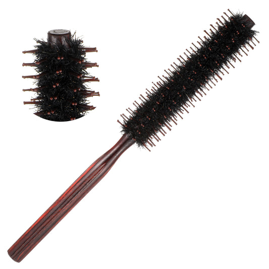 Round Hair Brush, Natural Boar Bristle Roller Brush with Reinforced Bristles, Texture Comb for Styling & Volumizing Bangs Blowouts Thin, Thick, Curly Hair - 1.4" Diameter