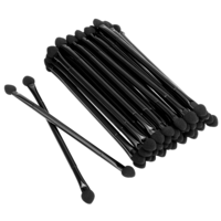 35 PCS Professional Disposable Dual Side Sponge Eyeshadow Brush, Double Head Eye Shadow Brushes Makeup Applicator Cosmetic Tools Disposable Eyeshadow Applicator (Length: 12 Cm, Black)