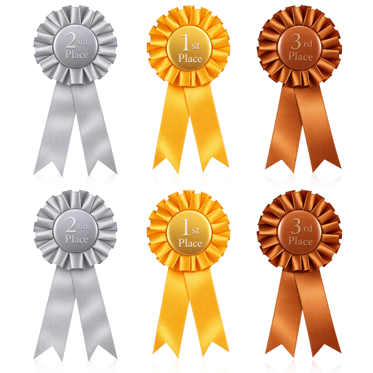 6 Pcs Award Ribbon Rosette Set 1st 2nd 3rd Place Rosette Ribbons Satin Part