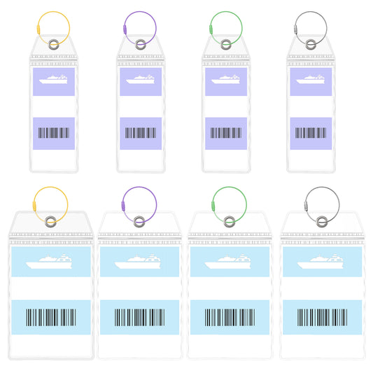 8 Pack Luggage Tags for Cruise Ships, Cruise Luggage Tag Holder Zip Seal Clear Waterproof with Steel Loops Ship Essentials for Suitcases NCL Cruise Ltineraries Tags in 2025