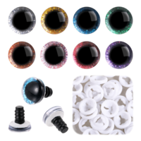 Psyqtsuary 64pcs 14mm Glitter Safety Eyes, Plastic Crafts Crochet Doll Eyes with Washers, Upgraded Black Safety Eyes for Crocheting, Craft Eyes Doll Eyes Stuffed Animal Eyes Gift for Crochet Lovers