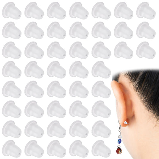 Psyqtsuary Earring Backs for Studs, 500 PCS Rubber Earring Backs Replacements Soft Clear Ear Safety Back Pads Backstops Earring Backings Clear Earring Backs for Women Fish Hook Earring Studs Hoops