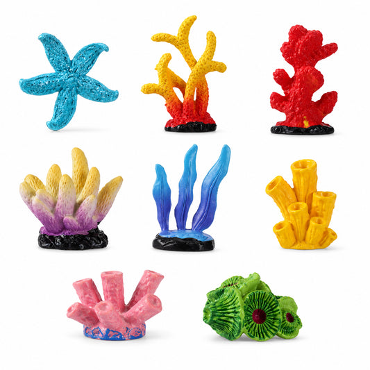 8Pcs Artificial Coral Plant Aquarium Decorations, Colorful Resin Coral Reef Fish Tank Ornament, Mini Betta Fish Tank Accessories for Aquarium Landscape, Small Fishs Bowl Ornaments for Household Office
