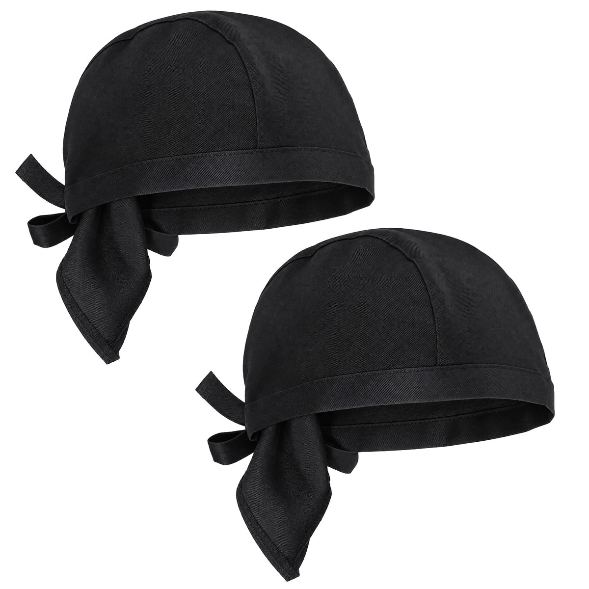 2 Pcs Chef's Hat with Adjustable Band Black Kitchen Cook Hats Chef Bandana