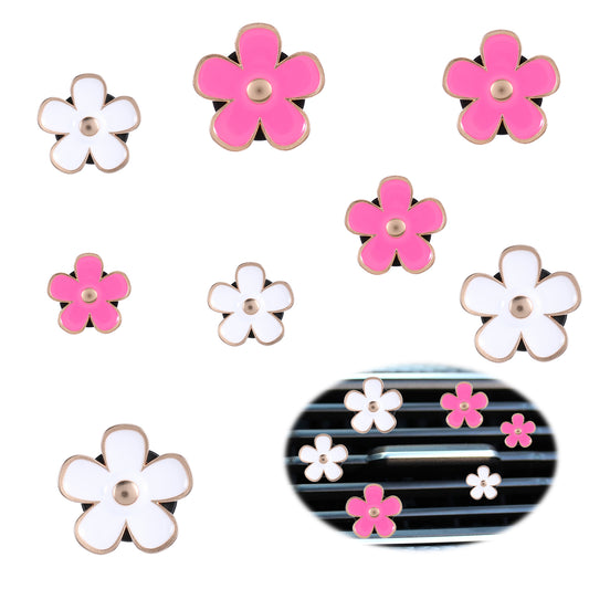 Car Vent Clips 8 Pcs Daisy Flower Air Vent Clips with 8 Pcs DIY Unscented Fragrance Pads Cute Car Air Fresheners Clip Daisy Car Decor Girly Car Interior Aesthetic Decorations Refillable Car Diffuser
