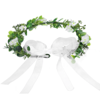 Green Flower Crowns Green Leaf Headband for Women, Bridal Flower Crown Hair Accessories, Bohemian Fairy Floral Wreath Eucalyptus with Ribbon for Girls Wedding Vacation Party Festival Photo Prop