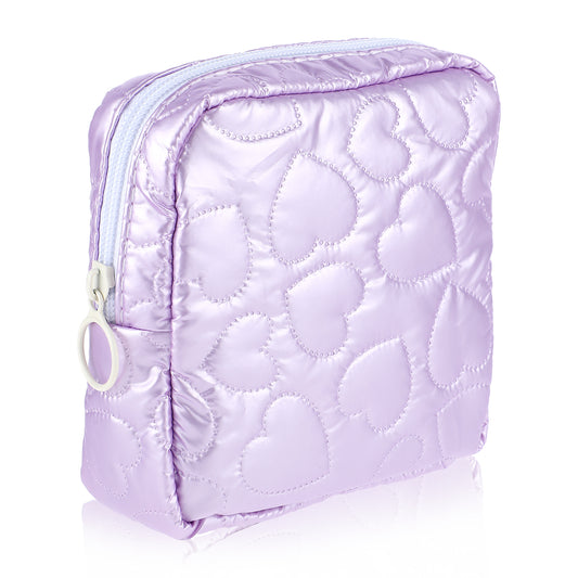 4.9" Mini Makeup Bag Storage Lip Balm Sleeve Pouches Small Cosmetics Bag for Purse Portable Keys Organizer Cute Pocket Cosmetic Bag Multifunctional Bag for Lipstick Lip Gloss(Purple)