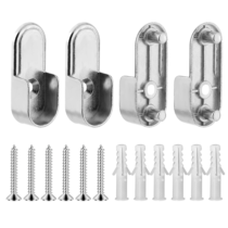 4 Pack Oval Closet Rod End Supports 15x30mm Wardrobe Bracket Metal Rod Holders Zinc Alloy Closet Rod Holders Heavy-Duty Closet Pole Socket with 5mm Pins