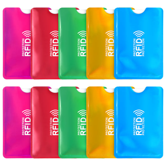 Vin Beauty 10 Pcs Colorful RFID Card Holder, Secure Card Sleeves RFID Blocking Sleeves Credit Cards Sleeve Set Identity Cards Protector for Women Men