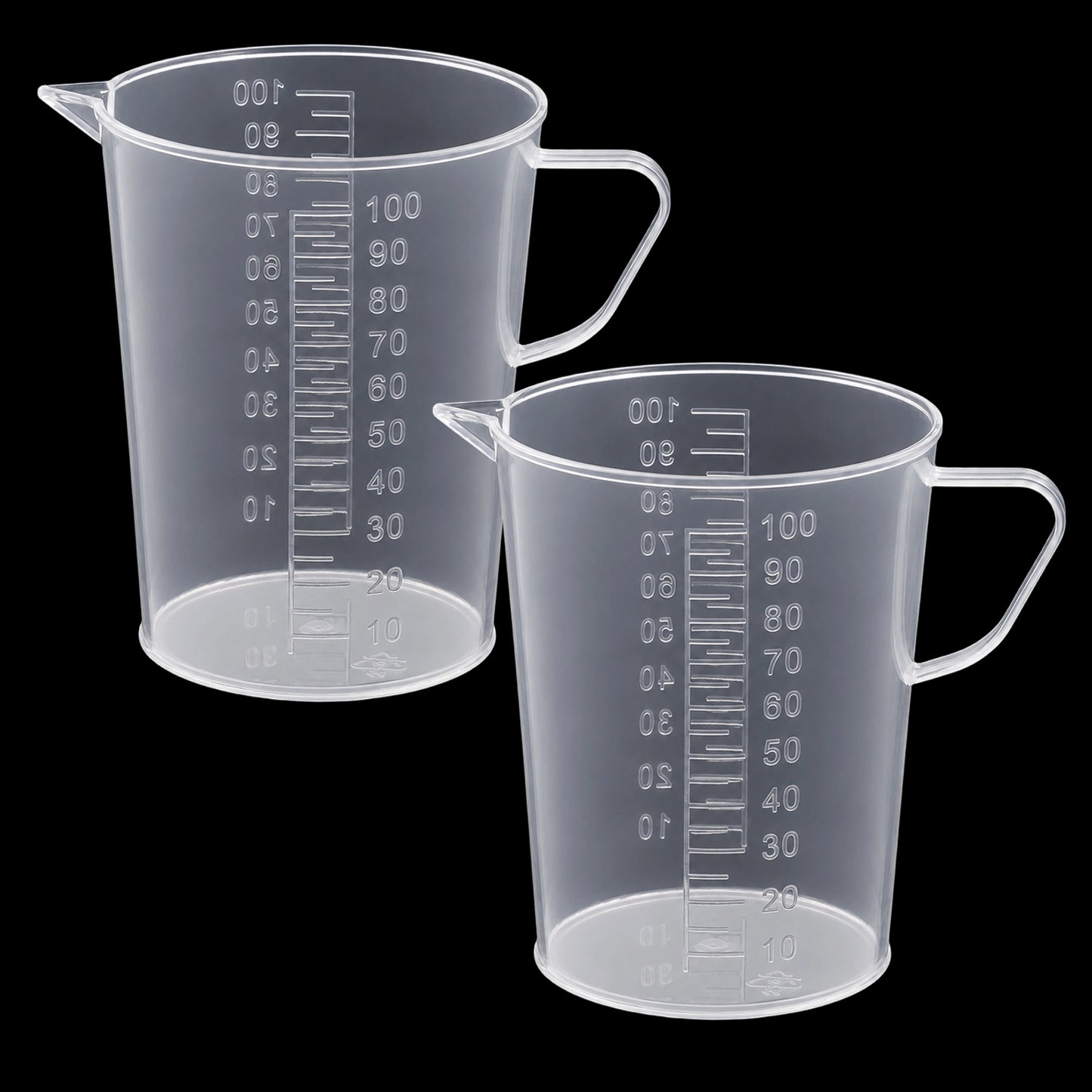 100ml Plastic Measuring Cups, 2 Pack Clear Graduated Beaker