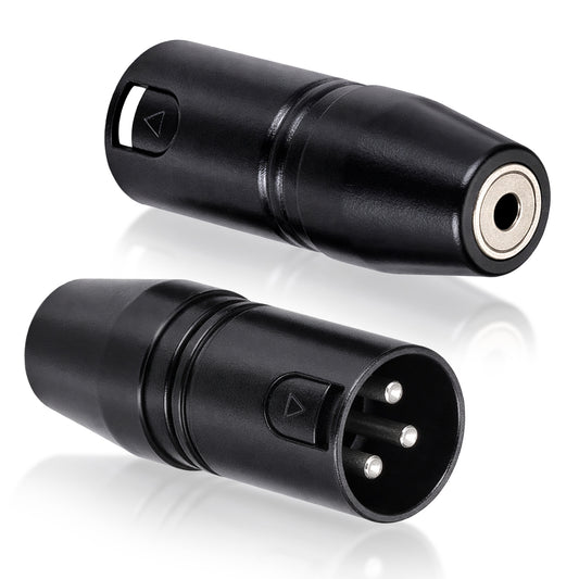 Ezymivs XLR to 3.5mm Adapter, 2 Packs XLR Male to 3.5mm Audio Adapters Metal Stereo TRS Mini-Jack Female-To 3-Pin Male Microphone Adapter Audio Converter for Camcorders, Recorders, Mixers, Black