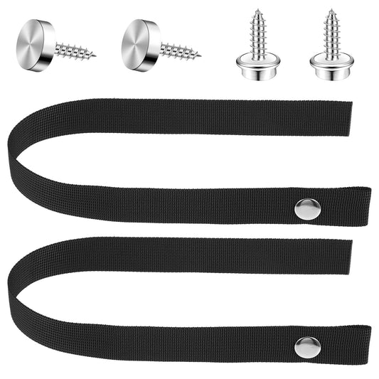 2 Sets RV Sliding Door Straps with Button Snap 18 Inches Rv Sliding Door Straps RV Pocket Camper Doors Strap Long Security Straps Button for Rv Door Boat Accessories (Black)