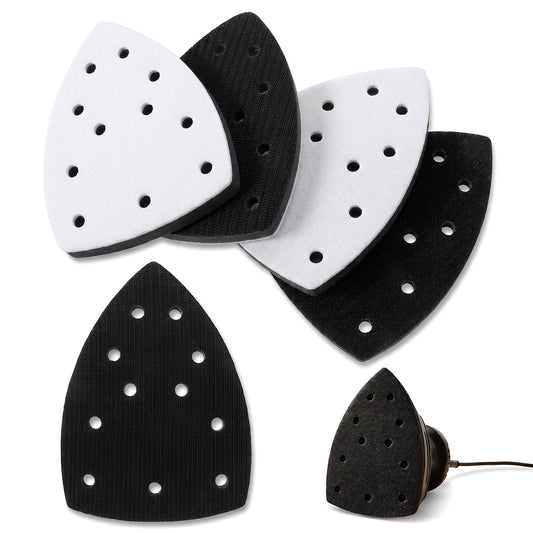 5 Pcs 11 Hole Foam Sander Pads, Mouse Detail Sanding Interface Pad with Hook and Loop Backing, Triangle Sanding Pad, Mouse Sander Sandpaper Backing Pad for Detail Sander Woodworking