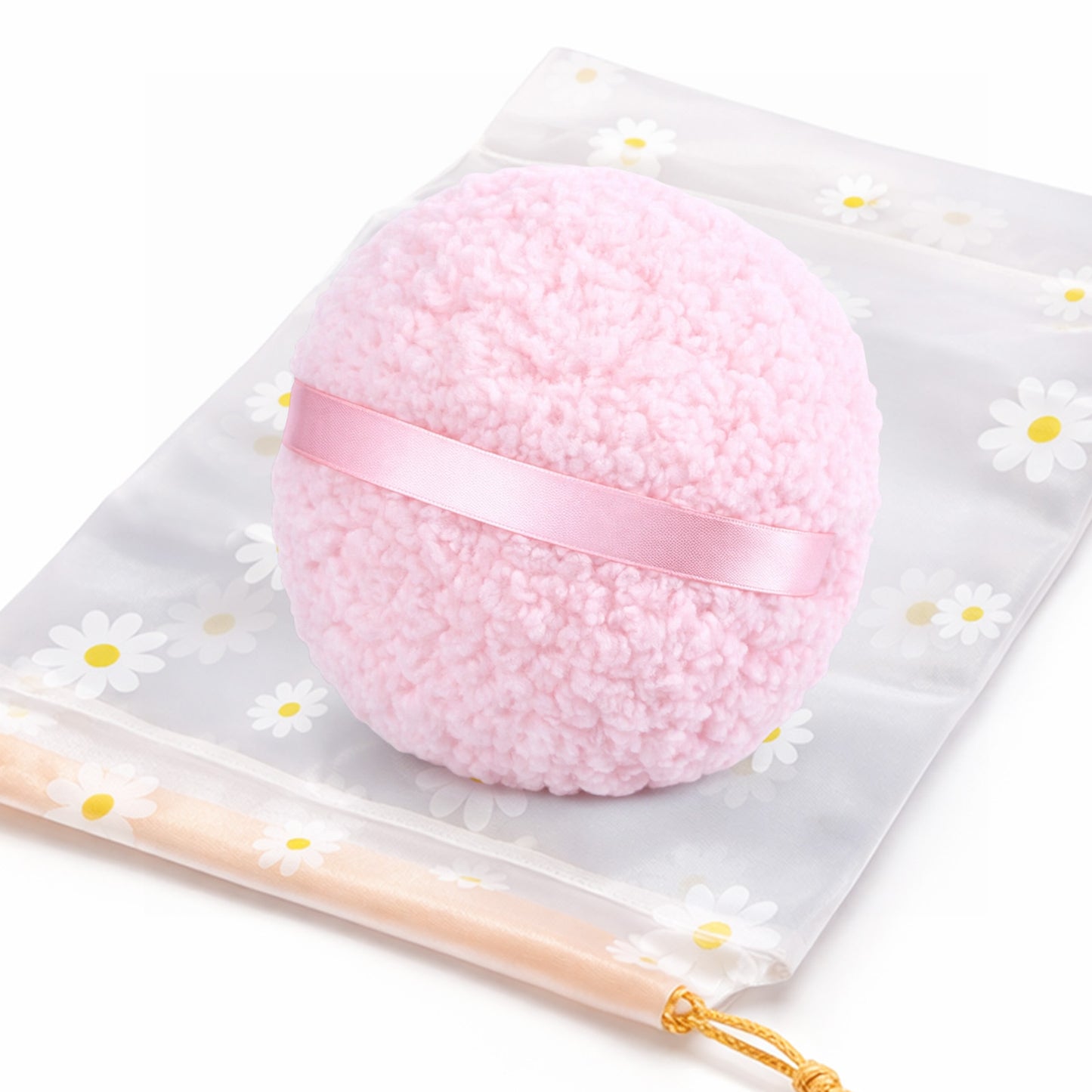 Large Powder Puff for Body with Cute Bags 6 Inch Soft Dusting Body Powder Puff Pink
