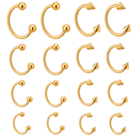 Bruislard 16 Pcs Steel Nose Septum 16G Septum Rings Horseshoe Hoop Earring Lip Piercing Ring Eyebrow Tragus Helix Lip Rings Balls & Spikes 6-12mm