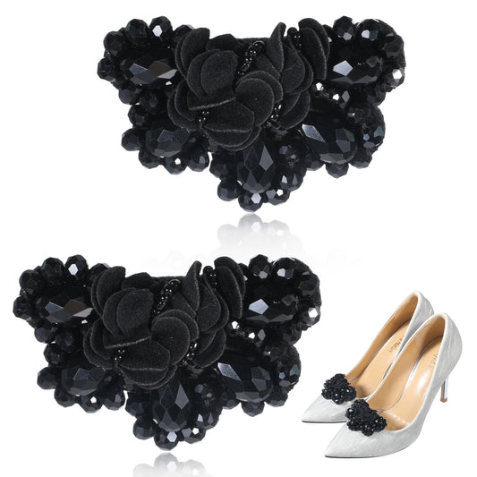 Psiriol 2 Pcs Women Bow Shoe Clips, Detachable High Heels Buckle, Vintage Beading Shoes Embellishment, Shoe Clips for Flats High Heels for Women Bridal Wedding Party Prom Decorations