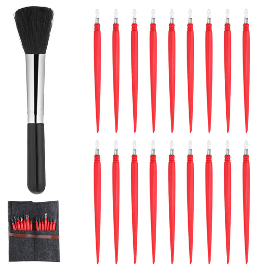 18 Pack Scratch Art Tools Scratching Drawing Tools Dual Tip Scratch Paper Stick Stylus Tool Bag Scratching Drawing Color Pen with Clean Brush for Art Paper Painting
