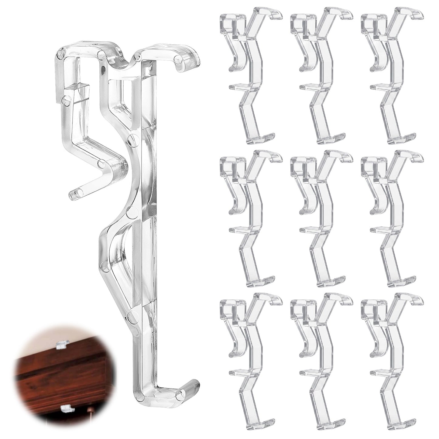 10 Pcs Valance Clips, 2.5" Clear Plastic Hidden Retainer Holder, Window Blind Hidden Valance Clips Replacement for Horizontal Wood and Faux Wood Blinds with a 2-1/2" (64mm) Arc-Shaped Slat