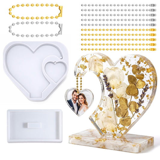 Heart Photo Frame Resin Molds, Epoxy Resin Molds Heart Shape Silicone Mold Picture Frame 3D Photo DIY Epoxy Casting Mould Art Crafts Table Home Table Decorations DIY Valentine's Day Gifts