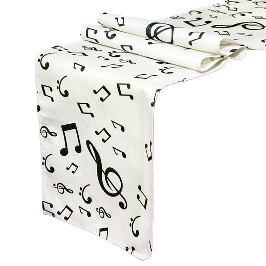 Music Notes Table Runner, 71" x 13" Music Table Cloth Music Decor Reusable Musical Notes Decorations Rectangle Music Themed Party Decorations Music Decorations For Wedding Birthday Party Decoration