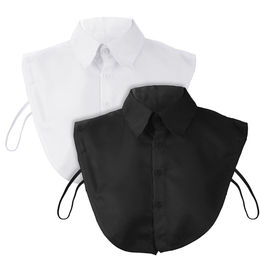Hariendny 2 Pcs White Black Fake Collar Detachable Dickey Collar Half Blouse Collar for Women