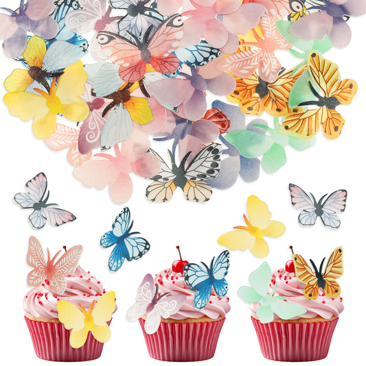 72Pcs Butterflies Cake Toppers, Colorful Butterfly Cupcake Toppers 3D Cake Realistic Butterfly Dessert Decoration for Wedding Birthday Themed Party Food Decoration
