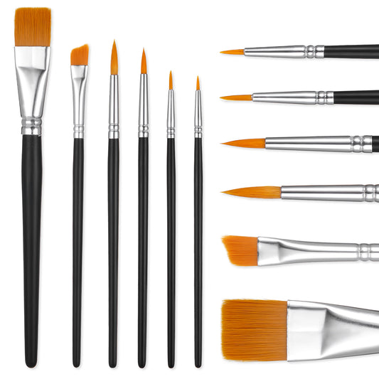 Face Paint Brush Set 6 Pcs Professional Artist Brushes Face Painting Brushes for Acrylic Gouache Watercolor Painting Oil