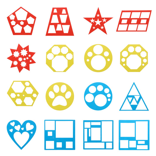 16 Pcs Colorful Shape Tracing Stencils, Geometric Stencils Template Set Simple Drawing Stencils Art Painting Templates for Drawing DIY Crafts