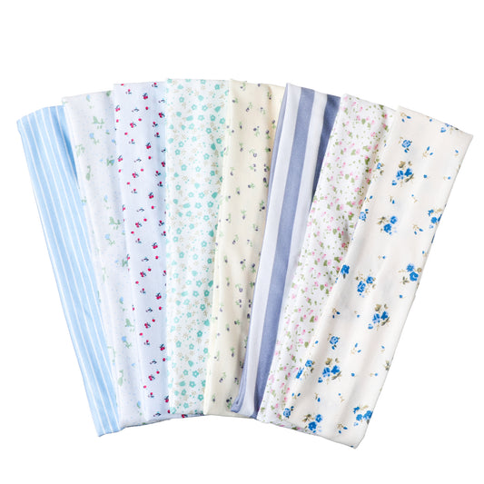 8 Pcs Floral Headbands for Women Soft Fabric Stripe Head Bands Yoga Headbands Non Slip Elastic Floral Hairband Boho Headband for Sports Fitness Running