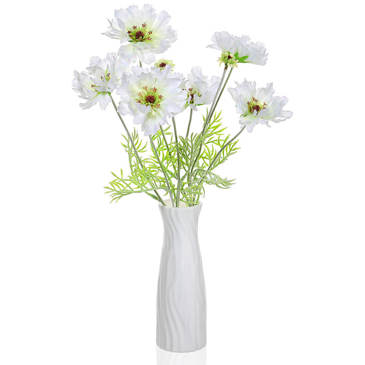Hariendny 2 Pcs Artificial Fake Flowers Plants, 23.6 Inch Cosmos with Long Stem, Silk Flower Arrangements, Wedding Bouquets Decorations for Home Kitchen Garden Party Vase Dining Table Decor, White