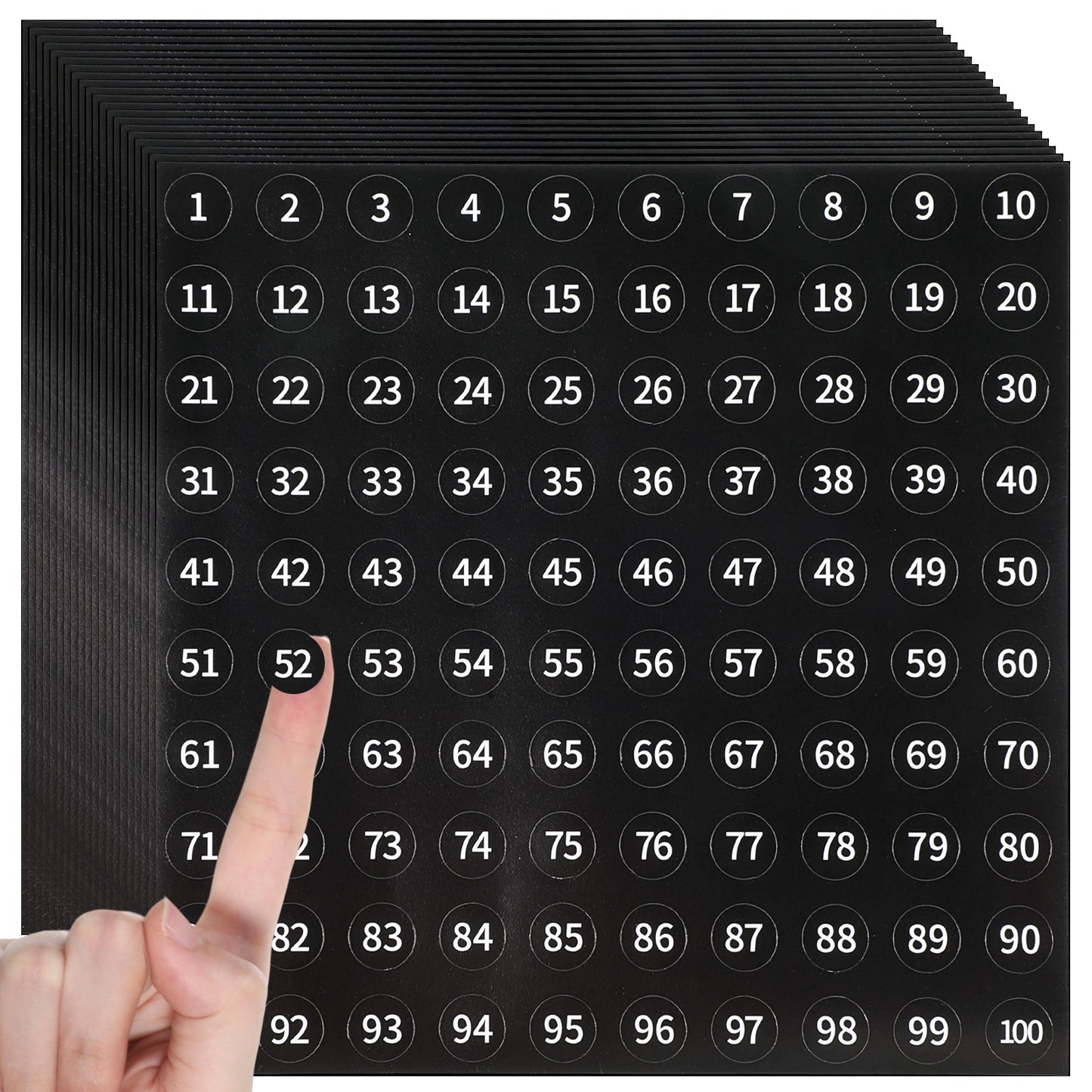 10 Sheets Small Self Adhesive Number Stickers, 1-100 Round Consecutive Number Decals, 1cm Removable Inventory Stickers Decals for Office Storage Bins Organization Indoor Outdoor Use (2000 Pcs, Black)