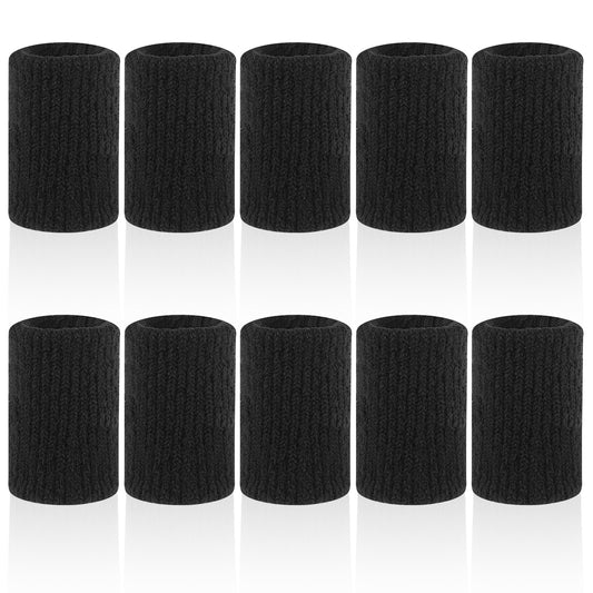 KALIONE Finger Sleeves Protectors, 10Pcs Large Size Black Sport Fingersleeves, Elastic Finger-Support Sleeve, Compression Finger-Sleeves, Thumb Brace Support for Basketball, Golf