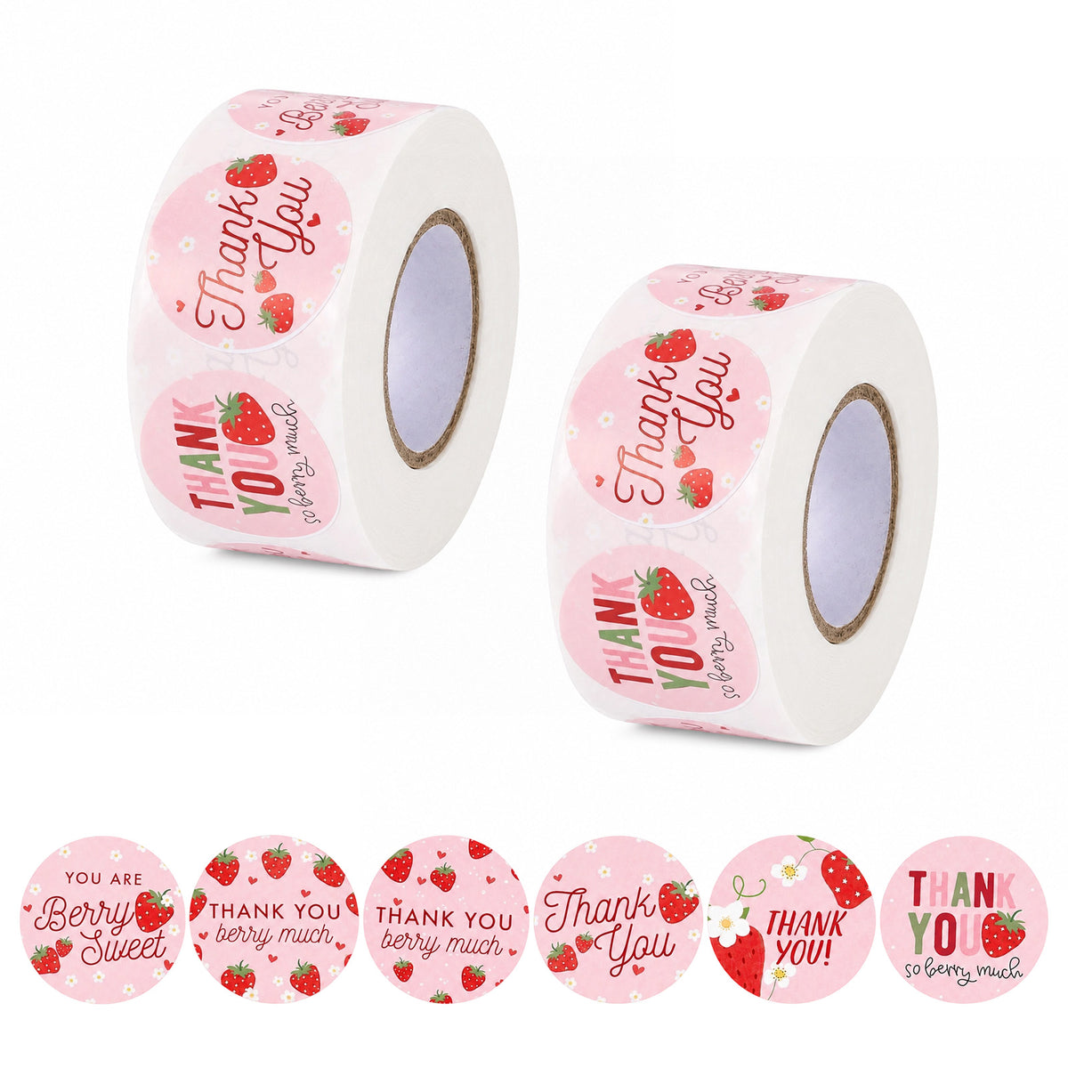 Qulkws 1000 Pcs Strawberry Thank You Labels, Thank You Berry Much Sticker