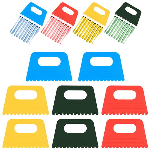 8 Pack Plastic Paint Scraper Tool Texture Tools Multicolor Spackle Spreader Plastic Textured Art Tools for Art Grout Patching Wallpaper Decal Glue Construction