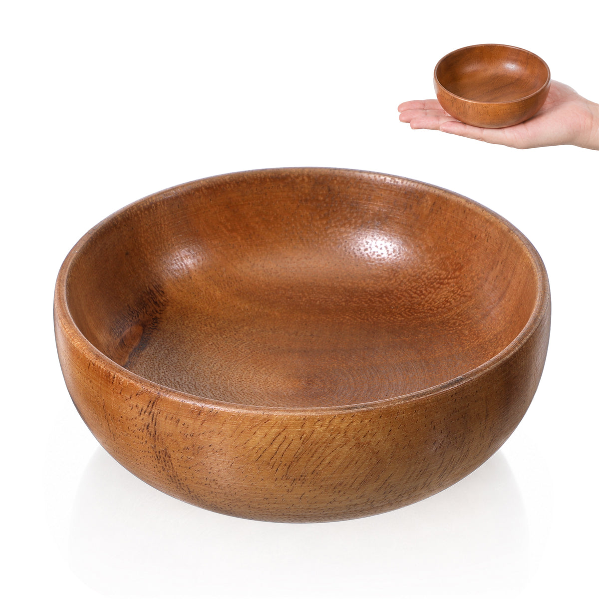 1 Pcs Acacia Wood Bowl, 10cm Small Round Decorative Key Bowl for Entryway