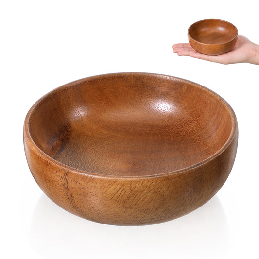 1 Pcs Acacia Wood Bowl, 10cm Small Round Decorative Key Bowl for Entryway