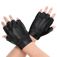 Fingerless Driving Gloves, Men Fingerless Gloves PU Faux Leather Glove Driving Leather Cycling Half Finger Motorcycle Unlined Outdoor Sport Cosplay Costume Half Finger Glove for Men Women（Black