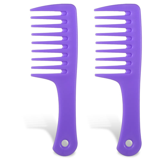 Mini Wide Tooth Comb, 2 Pcs Small Portable Plastic Detangling Big Tooth Combs for Women Curly, Long, Wet Hair Styling