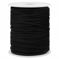 Black Flat Leather String Cord 3mm x 50 Yards Suede Leather Laces String Leathers Strips Ribbon for Jewelry Making Crafts Shoe Laces Bracelets Necklaces(Black)