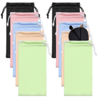 FdcZeyxior 10Pcs Sunglass Pouch, Soft Microfiber Eyeglass Cases, Cloth Glasses Case Phone Storage with Drawstring 7.1" X 3.5"