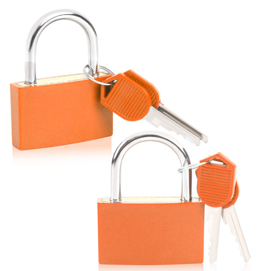 2PCS Large Key Lock for Locker 42mm Heavy Duty Lock with Key Waterproof Padlocks Keyed Gym Locker Storage Luggage Padlocks for Gate Love Locks Sheds Fence Toolbox Indoor and Outdoors Use Orange